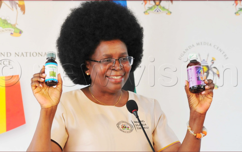 Researcher with laboratory bottles