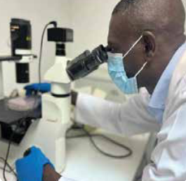 Microscope in laboratory